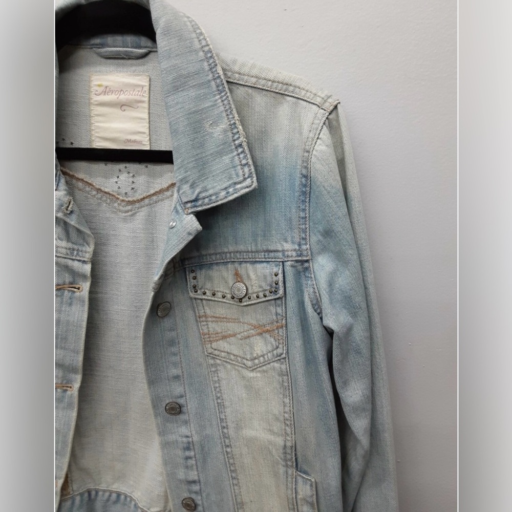 Aeropostale Vintage Denim Jacket Light Blue Medium EUC